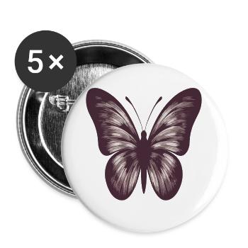 Papillon - Lot de 5 grands badges (56 mm) - blanc - Devant