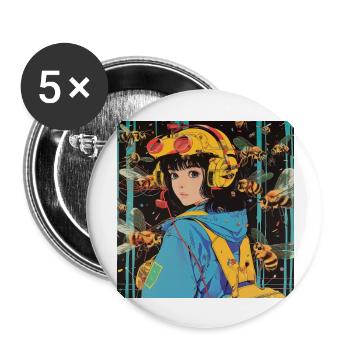 Anime des années 80 Anime Teen Calmant Impression de mode de haute qualité - Lot de 5 grands badges (56 mm) - blanc - Devant