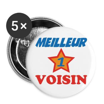 Meilleur VOISIN - Lot de 5 grands badges (56 mm) - blanc - Devant