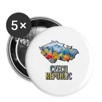 Carte à l’aquarelle République tchèque - Lot de 5 grands badges (56 mm) - blanc - Devant