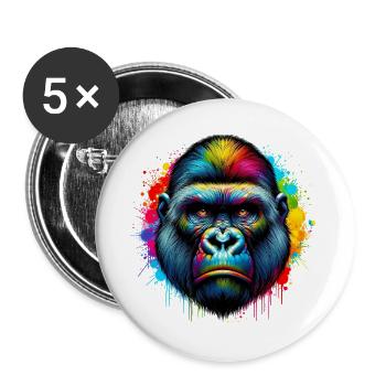 Gorille - Lot de 5 grands badges (56 mm) - blanc - Devant