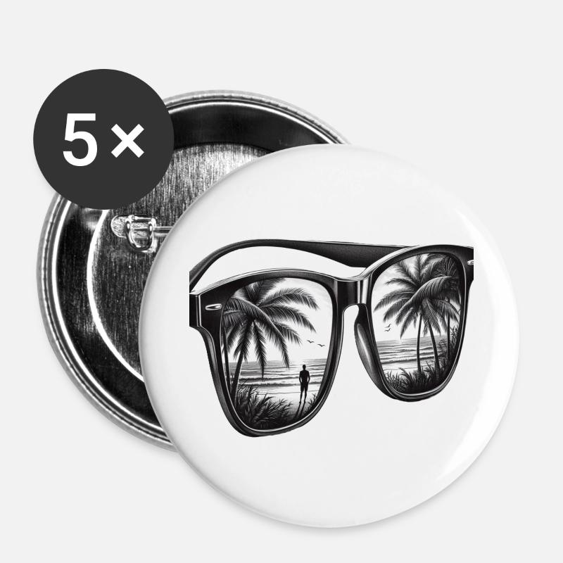 Vacation Sunglasses - Buttons large 2.2''/56 mm (5-pack) - white