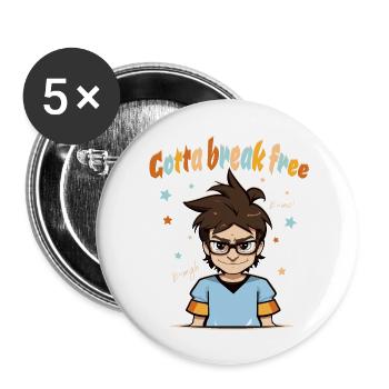 Nerd Nerd Geek Computer Freak - Je dois me libérer - Lot de 5 grands badges (56 mm) - blanc - Devant