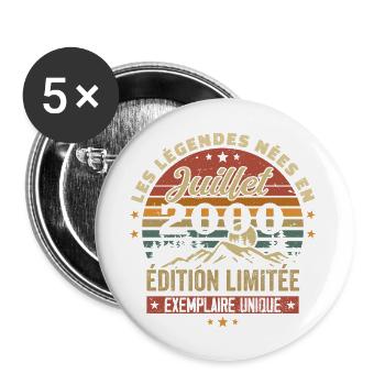 Juli 2000 Jahrgangs-Jubiläum 2000 Juli - Buttons groß 56 mm (5er Pack) - Weiß - Vorne