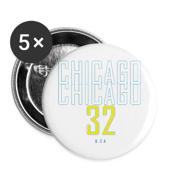 CHICAGO 32 Vereinigte Staaten von Amerika - Buttons groß 56 mm (5er Pack) - Weiß - Vorne