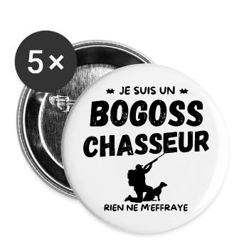 BOGOSS CHASSEUR - Lot de 5 grands badges (56 mm) - blanc - Devant