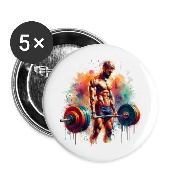 Haltérophile - Lot de 5 grands badges (56 mm) - blanc - Devant