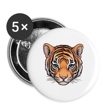 BÉBÉ TIGRE 5 - Lot de 5 grands badges (56 mm) - blanc - Devant