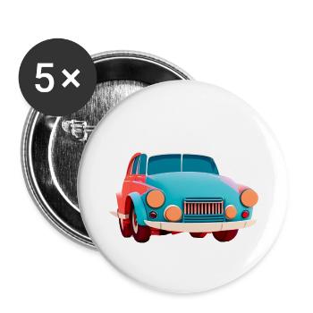 Old Abstract Car - Buttons large 2.2''/56 mm (5-pack) - white - Front