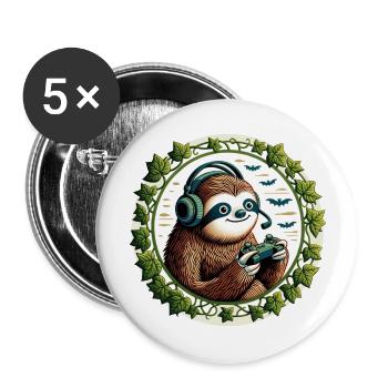 Gaming-Faultier - Buttons groß 56 mm (5er Pack) - Weiß - Vorne