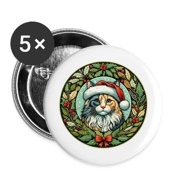 Calico Weihnachten verdünnen - Buttons groß 56 mm (5er Pack) - Weiß - Vorne