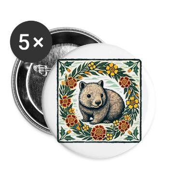 Wombat - Lot de 5 grands badges (56 mm) - blanc - Devant