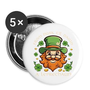 Irish Ireland Shamrock Leprechaun Leprechaun Rhyme - Buttons large 2.2''/56 mm (5-pack) - white - Front