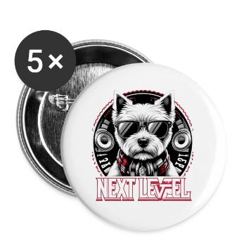 West Highland White Terrier Next Level Hip Hop - Buttons large 2.2''/56 mm (5-pack) - white - Front