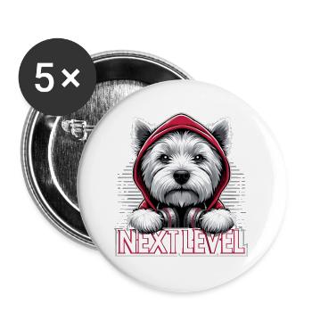 West Highland White Terrier Next Level Hip Hop - Buttons large 2.2''/56 mm (5-pack) - white - Front