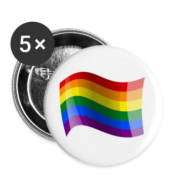Waving rainbow flag - Buttons large 2.2''/56 mm (5-pack) - white - Front
