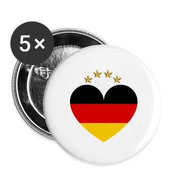 Coeur étoile l’Allemagne - Lot de 5 grands badges (56 mm) - blanc - Devant
