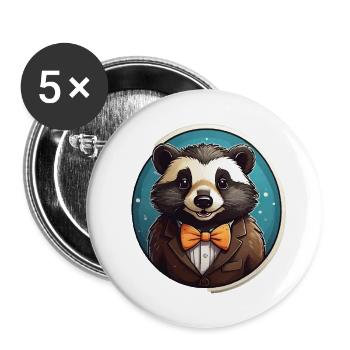 Lustiger Panda Bär - Buttons groß 56 mm (5er Pack) - Weiß - Vorne