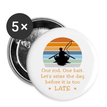 Fishing Fishing Funny Rhyme - One Rod One bait - Buttons large 2.2''/56 mm (5-pack) - white - Front