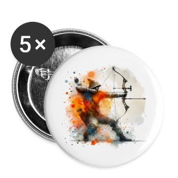 Aquarell-Bogenschütze - Buttons groß 56 mm (5er Pack) - Weiß - Vorne