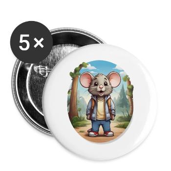 Mouse Cute Kids Drawing Comic - Buttons large 2.2''/56 mm (5-pack) - white - Front