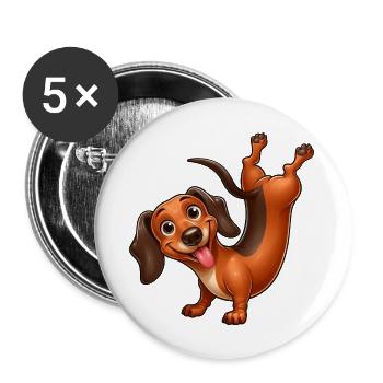Witziger Dackel Handstand Gymnastik Athlet - Buttons groß 56 mm (5er Pack) - Weiß - Vorne