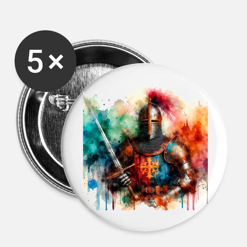 Medieval knight - Buttons large 2.2''/56 mm (5-pack) - white