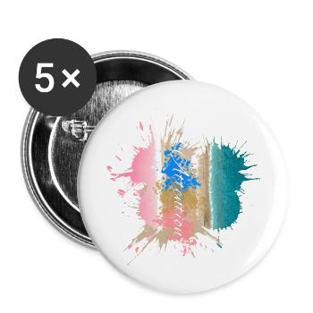 Achtung - Farbiger Strandlackstil - Buttons groß 56 mm (5er Pack) - Weiß - Vorne