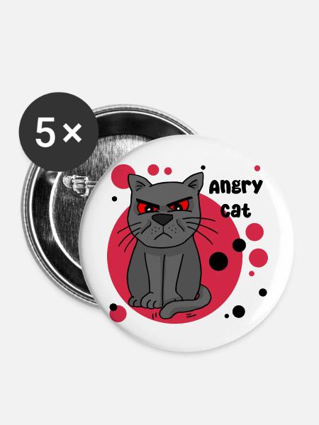 angry cat - Buttons groß 56 mm (5er Pack) - Weiß