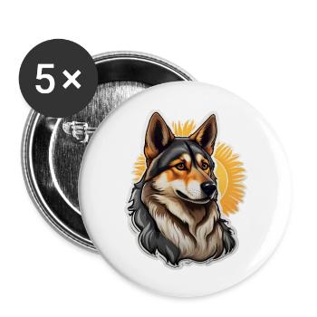 German Shepherd - Buttons large 2.2''/56 mm (5-pack) - white - Front