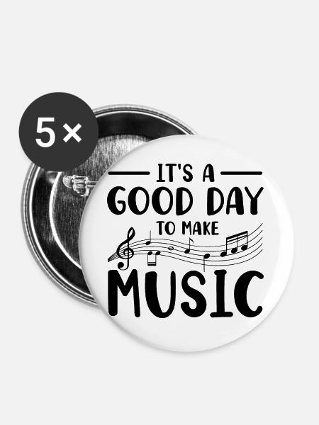 Musiker Musik Instrument - Buttons groß 56 mm (5er Pack) - Weiß