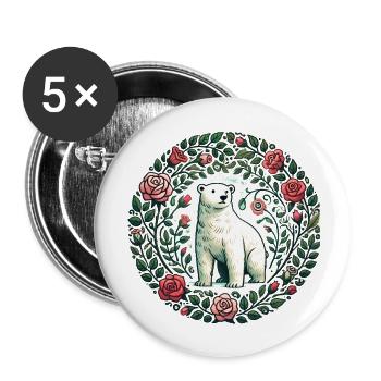 Polar Bear - Buttons large 2.2''/56 mm (5-pack) - white - Front