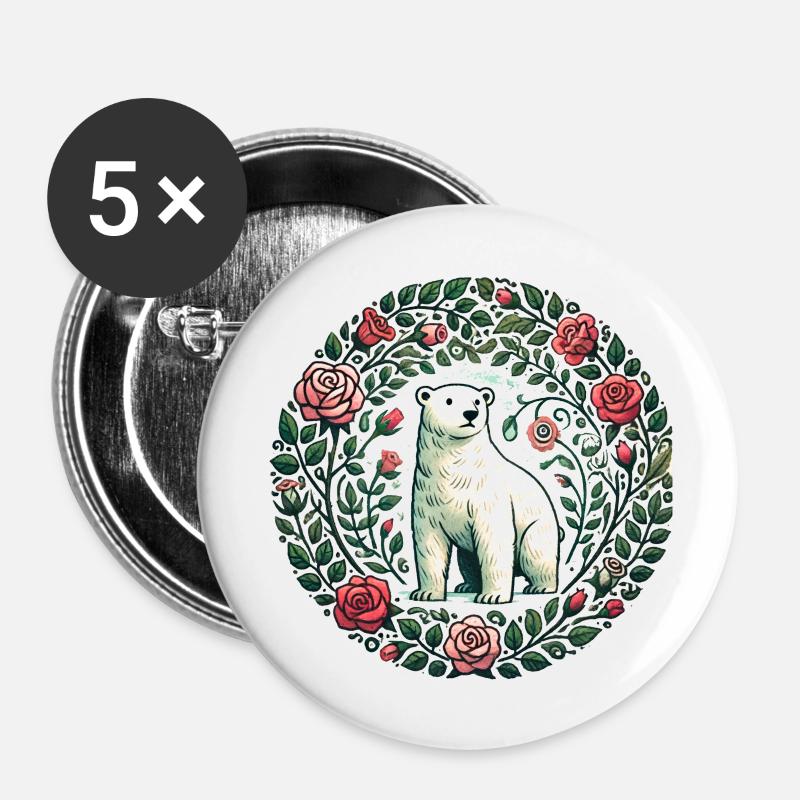 Polar Bear - Buttons large 2.2''/56 mm (5-pack) - white