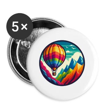 Colorful hot air balloon in the mountains - Buttons large 2.2''/56 mm (5-pack) - white - Front