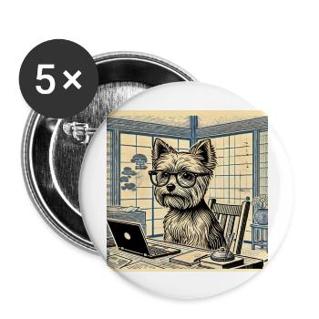 Japan Ukijo e Style Desk Yorkshire Terrier - Buttons large 2.2''/56 mm (5-pack) - white - Front