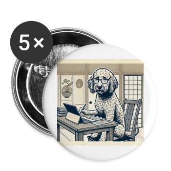 Japon Ukijo e Style Bureau Labradoodle - Lot de 5 grands badges (56 mm) - blanc - Devant