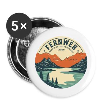 Envie de voyager - Voyage - Vie - Montagne - Lot de 5 grands badges (56 mm) - blanc - Devant