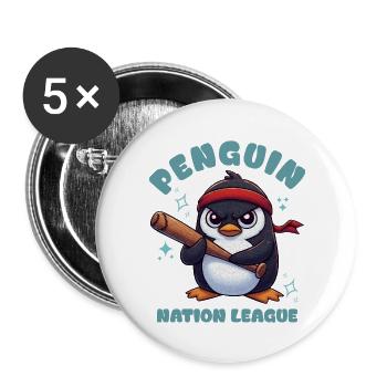 Penguin Nation League - Penguin Baseball - Buttons large 2.2''/56 mm (5-pack) - white - Front