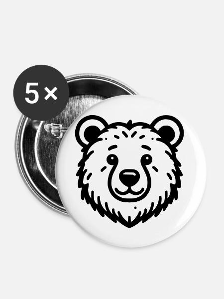 Bear - Buttons large 2.2''/56 mm (5-pack) - white