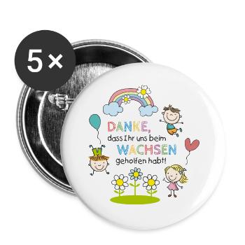 Dire adieu | Enfants - Arc-en-ciel - Fleurs - Lot de 5 grands badges (56 mm) - blanc - Devant