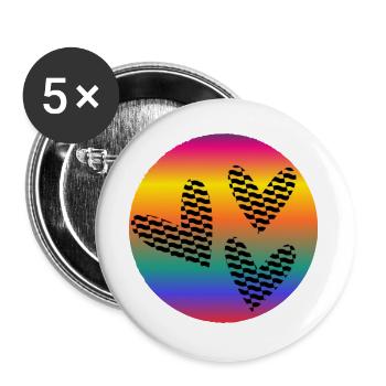 HERZ. VIELEN DANK. GELIEBTE. MEISTER. DANKE HERRIN. - Buttons groß 56 mm (5er Pack) - Weiß - Vorne