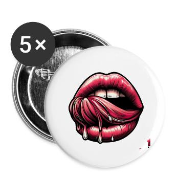Tongue in motion - Expressive mouth - Buttons large 2.2''/56 mm (5-pack) - white - Front