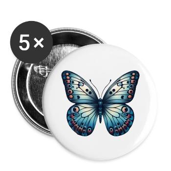 Blue Butterfly - Butterfly - Buttons large 2.2''/56 mm (5-pack) - white - Front