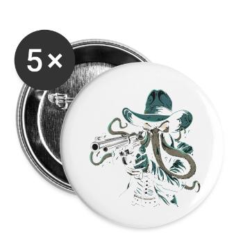 Cowboy Cthulhu - Buttons groß 56 mm (5er Pack) - Weiß - Vorne