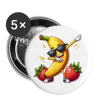 Dabbing Lunettes de soleil Banane Fraise Drôle Dab - Lot de 5 grands badges (56 mm) - blanc - Devant