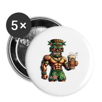 Design culturel Tiki - Lot de 5 grands badges (56 mm) - blanc - Devant