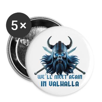 Wikinger Schädel 06 2024 06 - Buttons groß 56 mm (5er Pack) - Weiß - Vorne