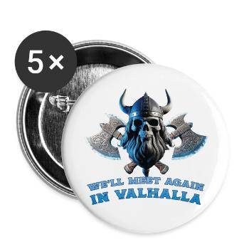 Wikinger Schädel 06 2024 09 - Buttons groß 56 mm (5er Pack) - Weiß - Vorne