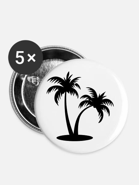 Palme - Buttons groß 56 mm (5er Pack) - Weiß