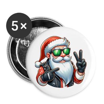 Santa Claus on motorcycle with sunglasses - Buttons large 2.2''/56 mm (5-pack) - white - Front